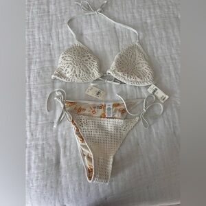 Aerie White Crochet Bikini Set